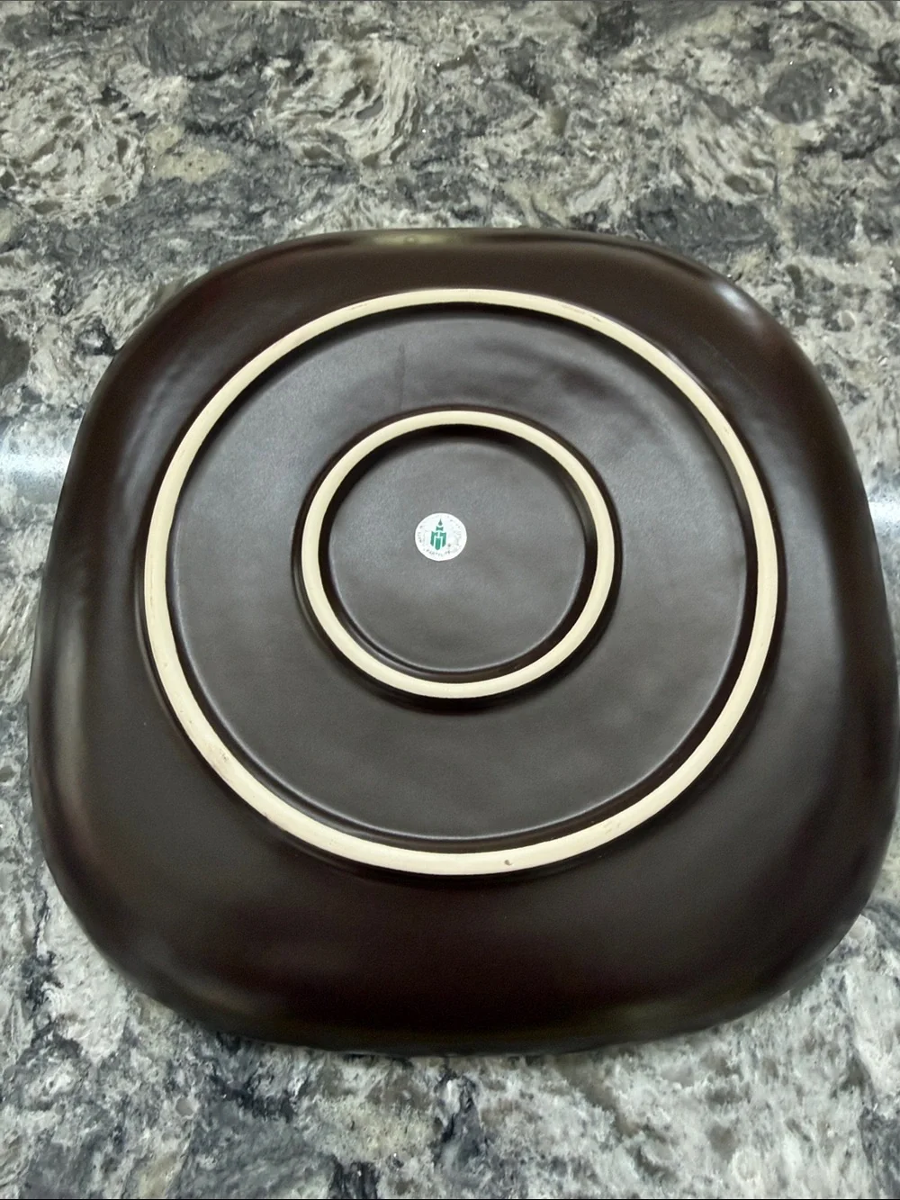 PARTYLITE Brown Square Ceramic Plate APPROXIMATELY 10 1/2 X 10 1/2“